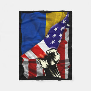 Halb amerikanische Flagge Ukrainische Wurzeln USA- Fleecedecke