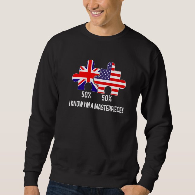 Halb amerikanische halb britische Flagge Karte kom Sweatshirt (Vorderseite)