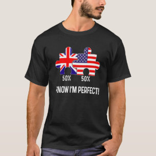 Halb amerikanische halb britische Flagge Karte kom T-Shirt