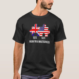 Halb amerikanische halb britische Flagge Karte kom T-Shirt