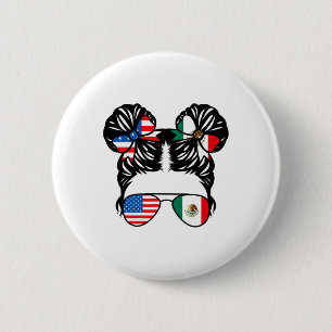 Halb amerikanisches halb mexikanisches Mädchen USA Button