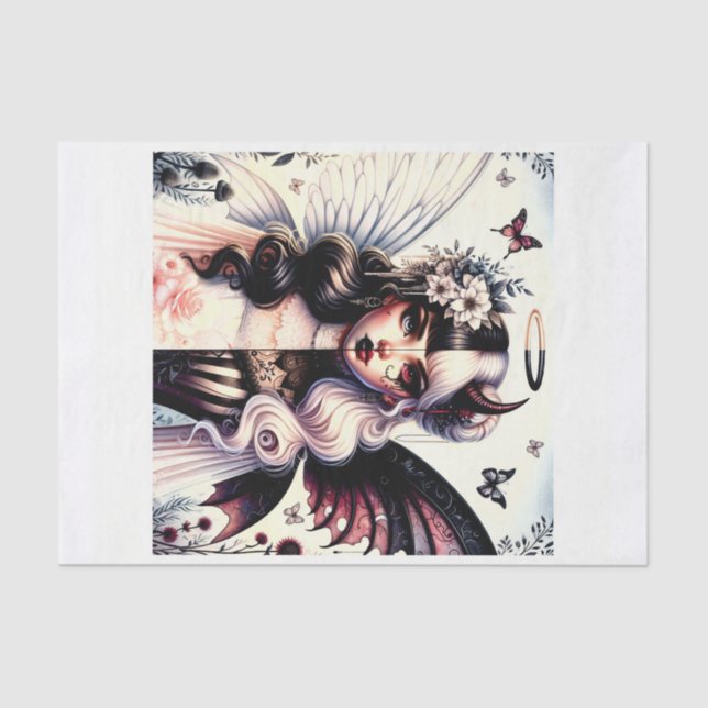 Halb Angel Devil Dark Beauty Broken Wing Fairy Seidenpapier (Vorderseite)