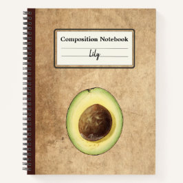 Halb-Avocado-Illustration Personalisiert Comp Notizbuch