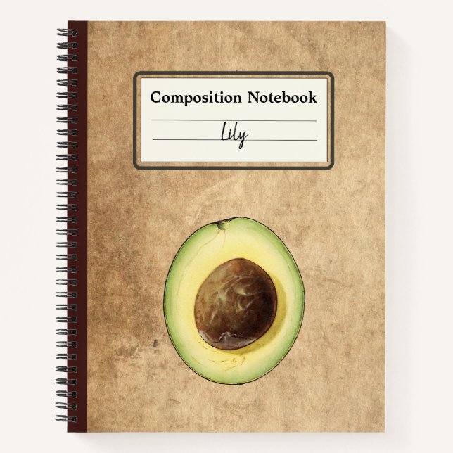 Halb-Avocado-Illustration Personalisiert Comp Notizbuch (Vorderseite)