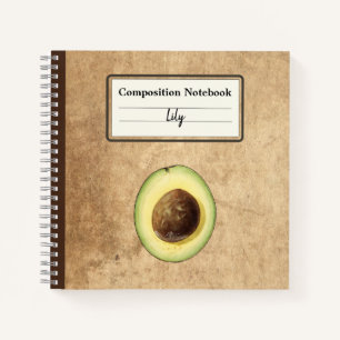 Halb-Avocado-Illustration Personalisiert Comp Notizbuch