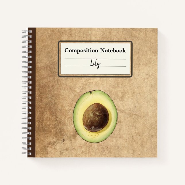 Halb-Avocado-Illustration Personalisiert Comp Notizbuch (Vorderseite)