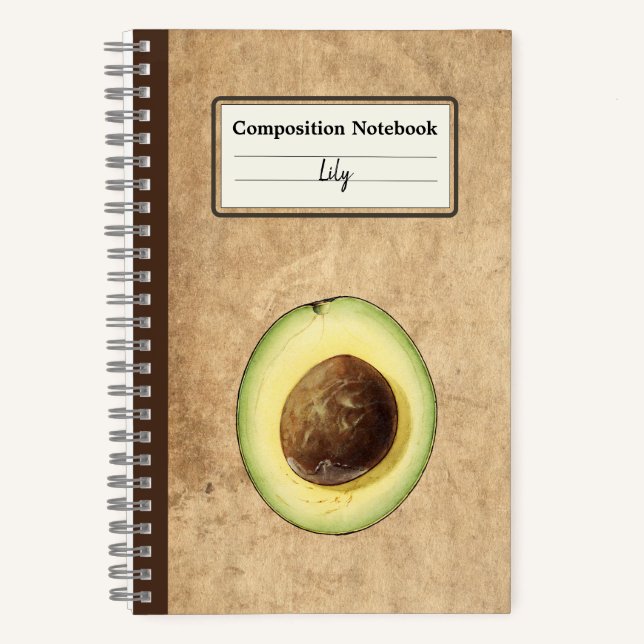 Halb-Avocado-Illustration Personalisiert Comp Notizbuch (Vorderseite)