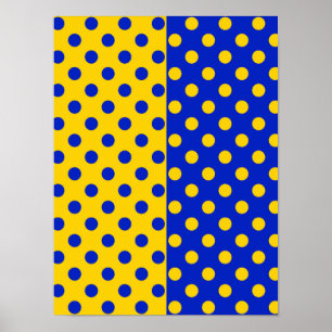 Halb Blau Gelbe Punkte Muster Design Poster