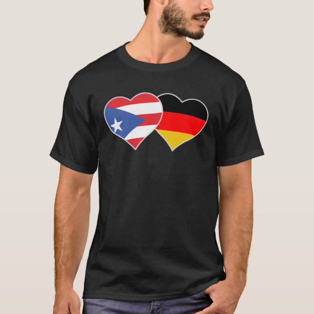 Halb Deutsch Halbe Puerto Rico Fahne Herz Puerto R T-Shirt (Vorderseite)