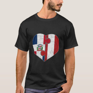 Halb dominikanisch Halb peruanische Flagge Herz Ro T-Shirt