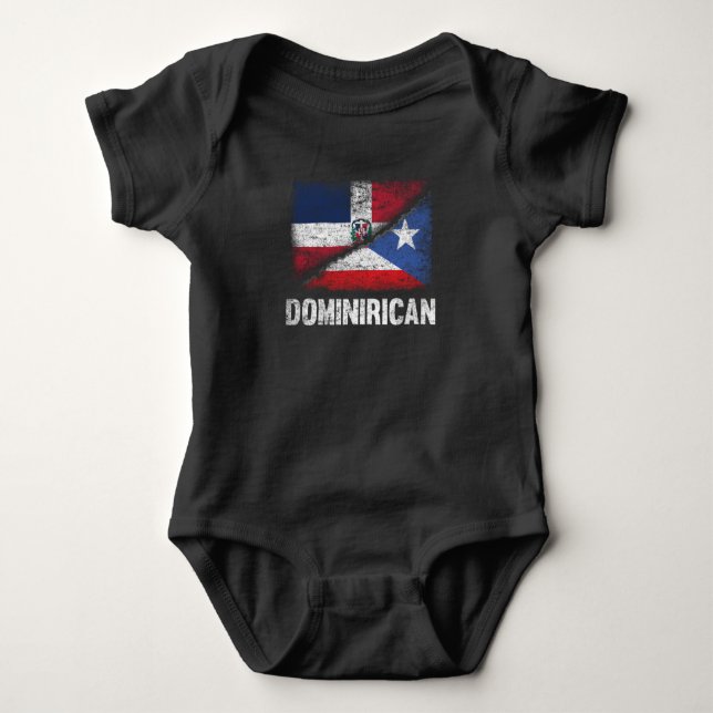 Halb dominikanisch Halb puerto Rico Flag Dominikan Baby Strampler (Vorderseite)