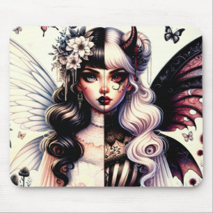 Halb Engel Teufel Dunkle Schönheit Gebrochene Flüg Mousepad
