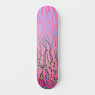 Halb Glitter Rosa Tiger Print Skateboard