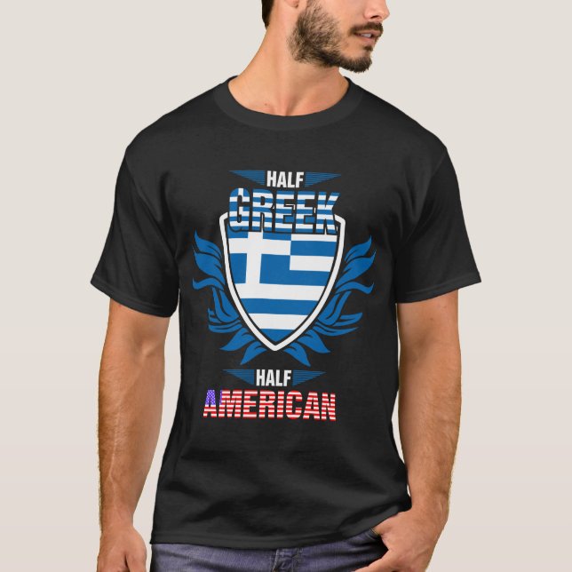 Halb-Griechisches Halb-Amerikanisches Hemd T-Shirt (Vorderseite)