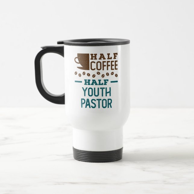 Halb Kaffee halb Jugendpastor Reisebecher (Links)