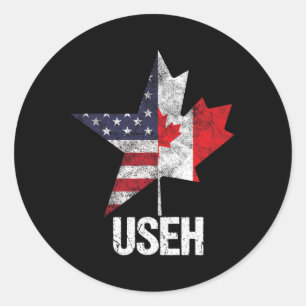 Halb kanadisch amerikanisch Useh Kanada USA-Flagge Runder Aufkleber
