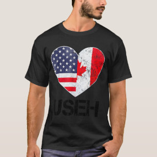 Halb kanadisch-amerikanisch USEH Kanada-USA-Flagge T-Shirt