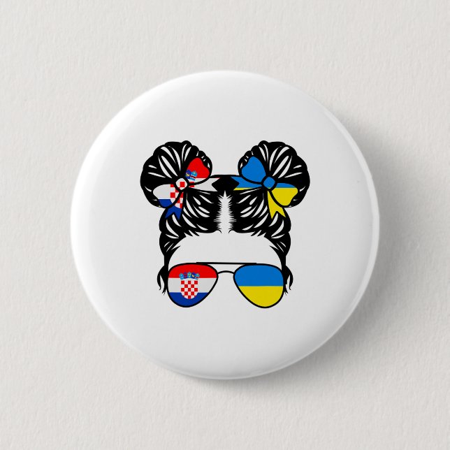 Halb kroatisches halb ukrainisches Mädchen Kroatie Button (Vorderseite)