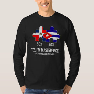 Halb Kubaner halb dominikanische Flaggenkarte Komb T-Shirt