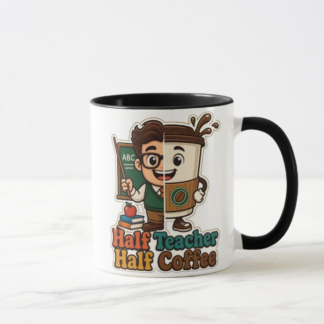 Halb Lehrer Halb Kaffeetasse – Lustiges Geschenk f (Rechts)