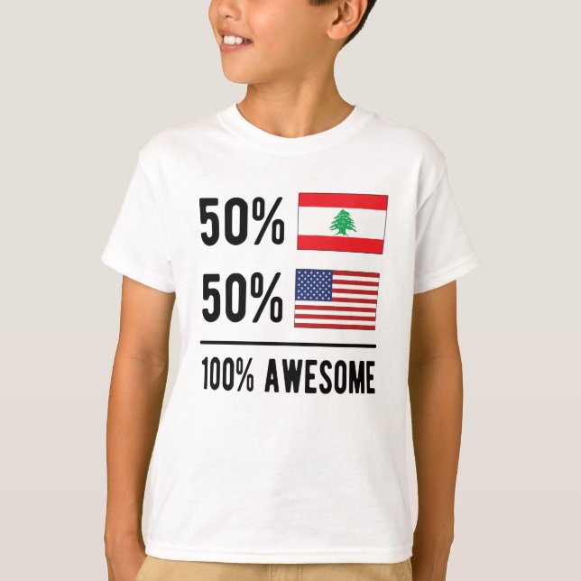 Halb-libanesische Halb-Amerikanische Flagge Libano T-Shirt (Vorderseite)