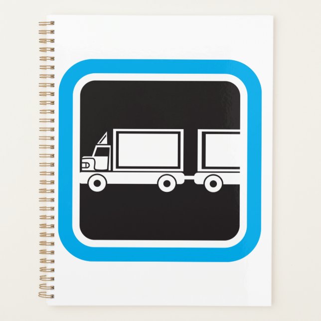 Halb-LKW und Anhänger blaues Symbol Planer (Vorderseite)