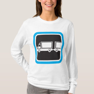 Halb-LKW und Anhänger blaues Symbol T-Shirt