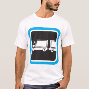 Halb-LKW und Anhänger blaues Symbol T-Shirt