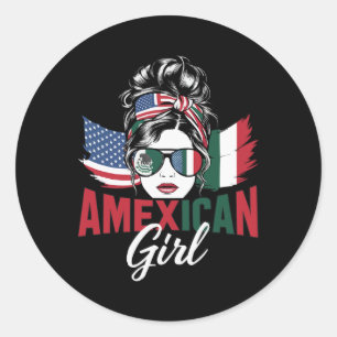 Halb mexikanisch halb amerikanisch USA-Flagge Mexi Runder Aufkleber