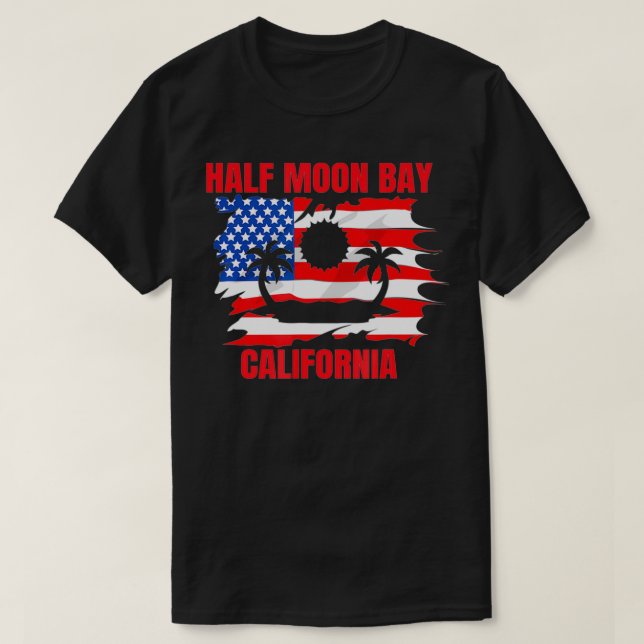 Halb-Moon-Bay-Flagge T-Shirt (Design vorne)
