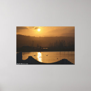 Halb Moon Bay Marina Sunrise IV - Wrapped Canvas Leinwanddruck
