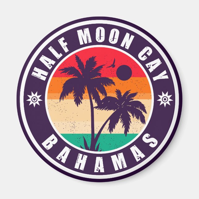 Halb Moon Cay Bahamas - Retro Vintager 80er Magnet (Vorne)