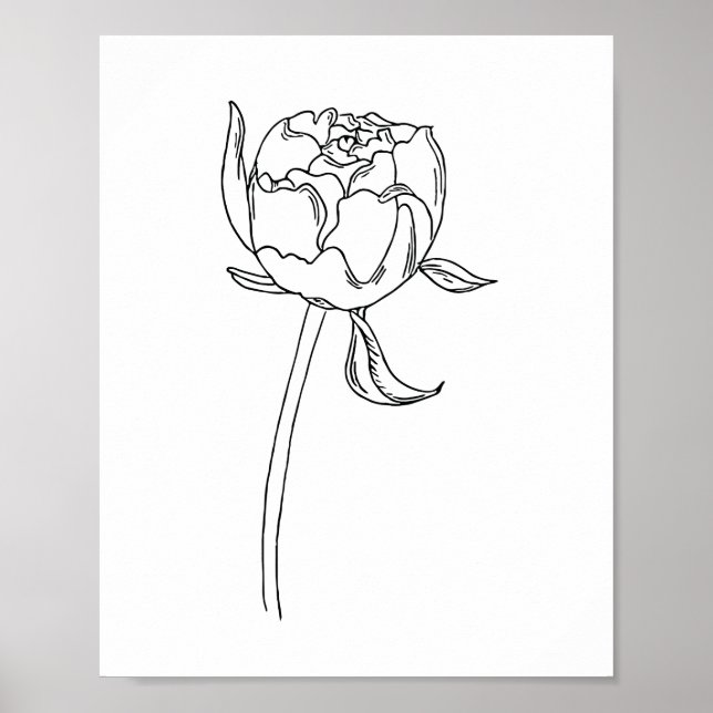 Halb offene Blume, zeichnend auf Plakat (Vorne)