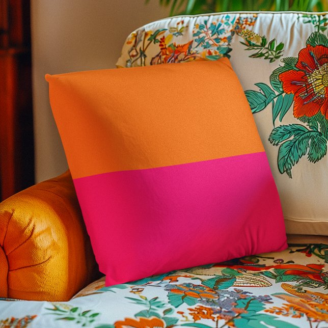 Halb orange und hellrosa kissen (Half Orange and Bright Pink Throw Pillow)