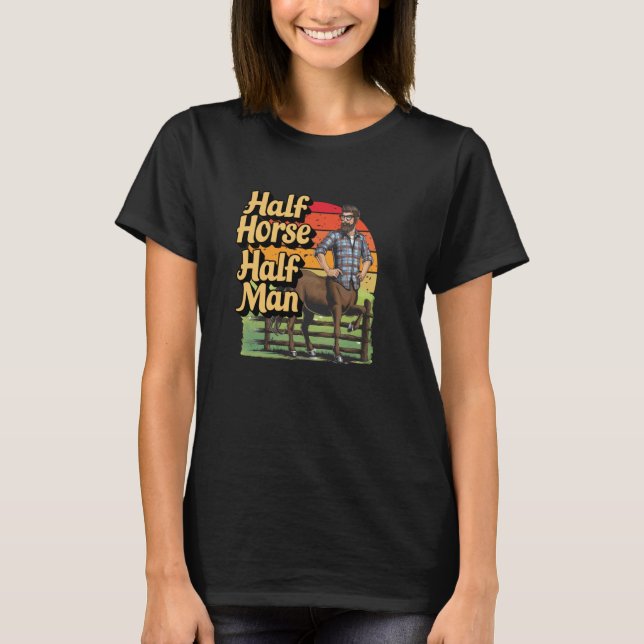 Halb Pferd halb Mann lustiges Centaur Retro-Design T-Shirt (Vorderseite)