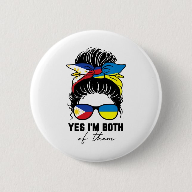 Halb philippinisch halb ukrainisches Mädchen Phili Button (Vorderseite)