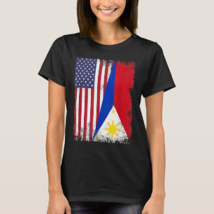 Halb philippinische Flagge Vintag Philippinen USA T-Shirt