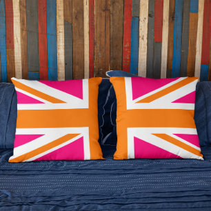 Halb Pink und Orange Union Jack Kissen