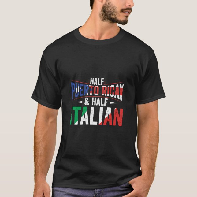 Halb puerto-ricanisch und halb italienisch Flaggen T-Shirt (Vorderseite)