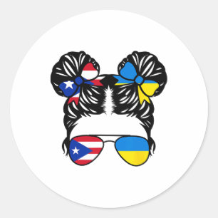 Halb puerto-ricanisches halb ukrainisches Mädchen Runder Aufkleber
