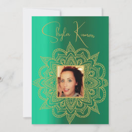 Halb-Saree-Zeremonie Hindu Indian Green Gold Einladung