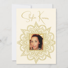 Halb-Saree-Zeremonie Indianercreme Gold Einladung