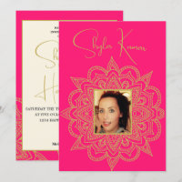 Halb-Saree-Zeremonie Indianerpink Gold