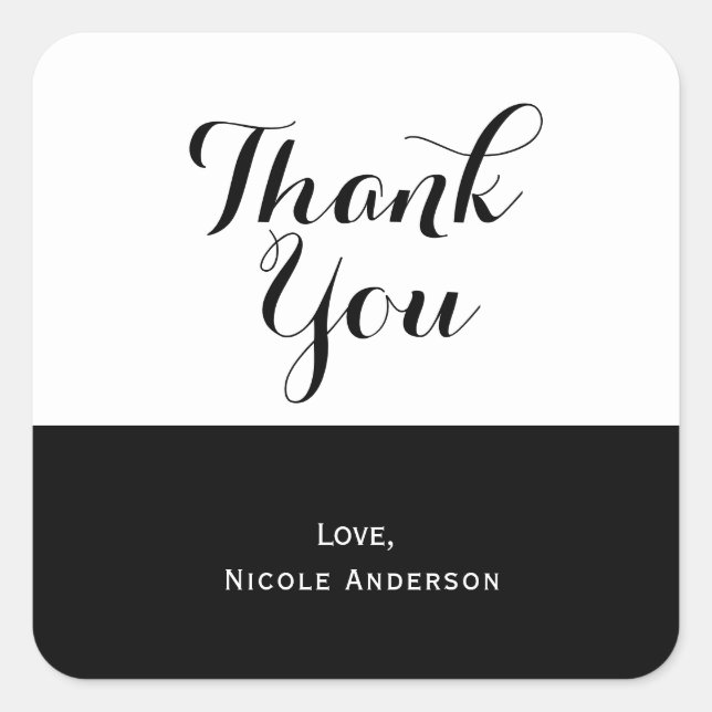 Halb Schwarz-weiß und elegant Hochzeitsvorliebe Quadratischer Aufkleber (Vorderseite)