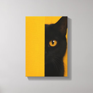 Halb-schwarze Katze Minimalistische Leinwandkunst Leinwanddruck
