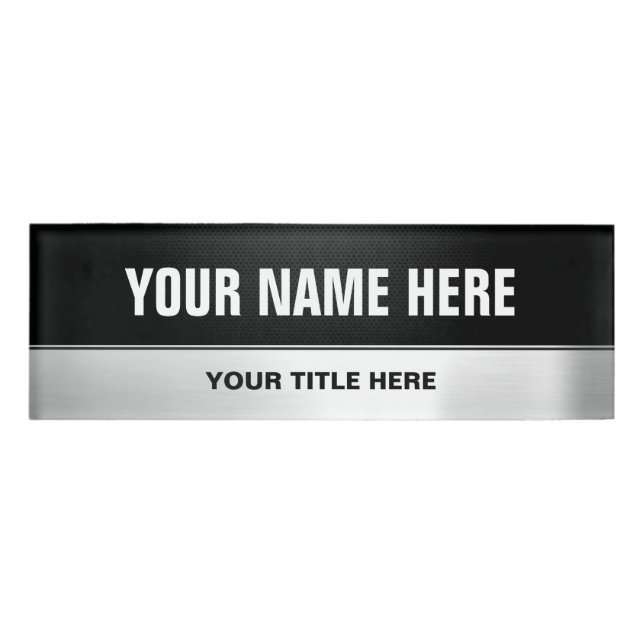 Halb schwarzes halbes silbernes Metallberuflicher Namenschild (Vorderseite)