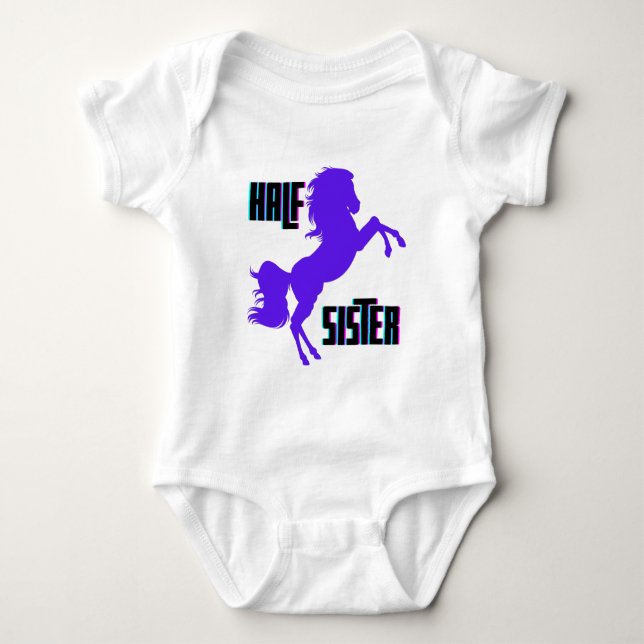 Halb Schwester Lila Pony Sibling Baby Strampler (Vorderseite)