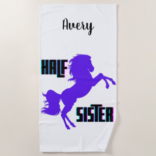 Halb Schwester Lila Pony Sibling Strandtuch