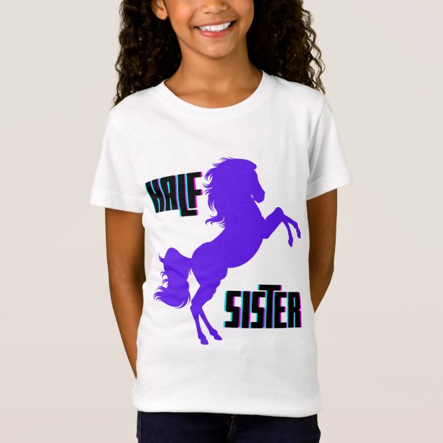 Halb Schwester Lila Pony Sibling T-Shirt (Vorderseite)