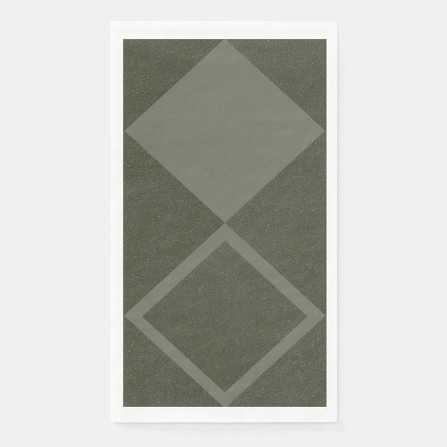 Halb Solid + Gerahmt Diamond Napkin in Moss Green Serviette (Vorderseite)